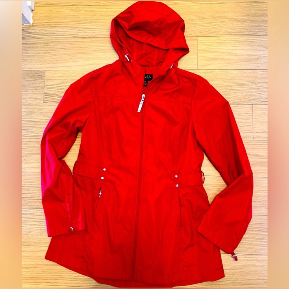 Jones New York Red Rain Jacket, Lightweight, Size L
